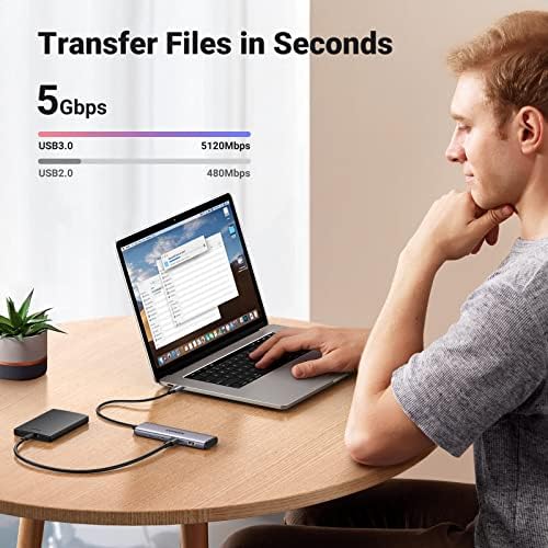 UGREEN 4-Port USB C Hub – High-Speed 5 Gbps Type C Splitter with Dual USB C & USB A Ports, Premium Aluminum Adapter for Thunderbolt Mac Book M1/M2, i Phone 15 Pro, i Pad Pro, XPS – Ultimate Connectivity Solution for Professionals and Tech Enthusiasts