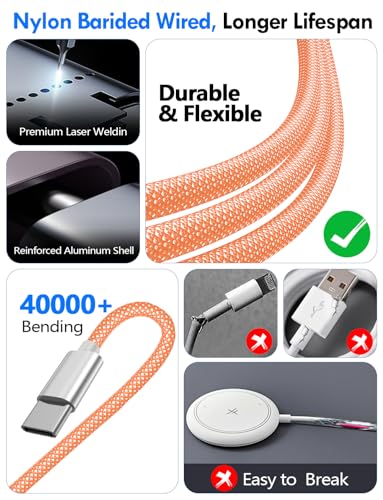 Ultimate 2-Pack Fast Charging Cable Set: Versatile USB A/Type C/Lightning Cables for Quick Charging of Apple Watch & i Phone, 4 FT Length for Seamless Travel Compatibility with i Phone 11-16, i Pad, Apple Watch Ultra & SE, Durable Multi-Device Solution for Enhanced Power Efficiency and Convenience