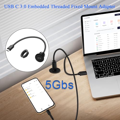 Revolutionize Your Charging with the QIANRENON 5 Gbps USB C Flush Mount Adapter – Sleek, Secure Power Delivery Charger for Cars, RVs & Boats – Experience Fast Data Transfers & Effortless Installation – 60 W PD Charging for Laptops, Smartphones & Tablets – Declutter Your Workspace with a Reliable Connectivity Solution