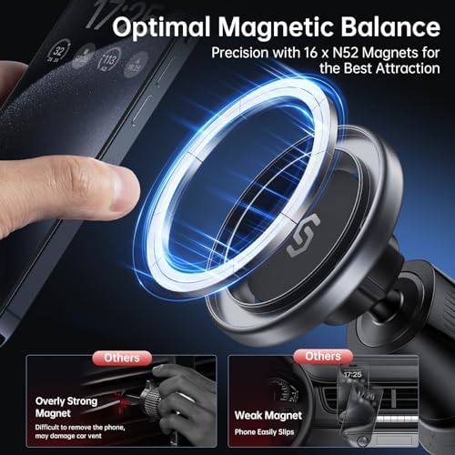 SYNCWIRE Mag Safe Air Vent Car Mount – Premium Magnetic Phone Holder for i Phone 16 Pro Max, 15, 14, 13, 12 – Hands-Free Navigation & Calls, Adjustable Viewing Angles, Secure Vent Clip Design, Sleek and Durable Accessory for Distraction-Free Driving
