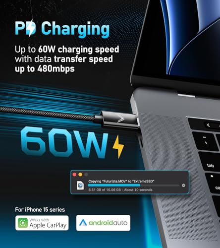 Futurizta Tech® Zeus-X Ultra-Compact USB-C to USB-C Cable – 2-Pack (0.33 ft/0.1 m) – 60 W High-Speed Charging & Data Transfer Cable for Samsung, Google Pixel, i Pad Pro, DAC & SSD – Quick Charge 3.0/4.0 Compatible, Durable & Portable Charging Solution for On-the-Go Users