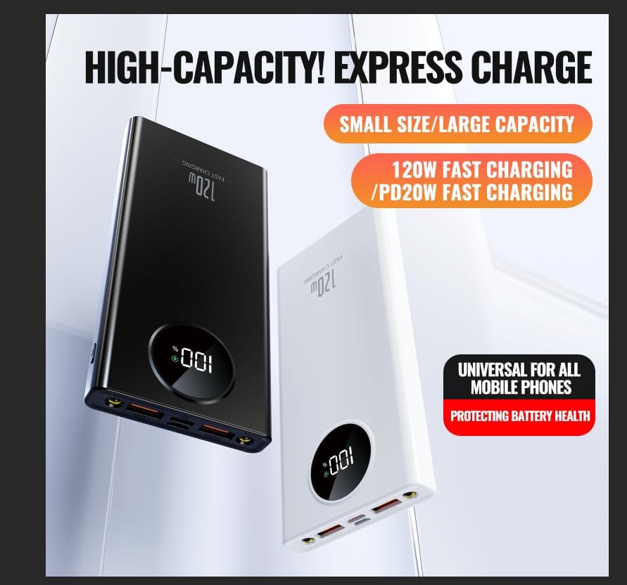 Ultra-Fast Charging 20000 m Ah Portable Power Bank | PD 20 W Quick Charge with Stylish LCD Display | Universal Compatibility for i Phone 16/15/14/13 Pro, Samsung Galaxy, Google Pixel & More | Sleek Mirror Finish for Scratch Resistance | Lightweight, Airline-Friendly Design for Travel | Charge Up to 3 Devices Simultaneously with Multiple Outputs | High-Brightness LED Indicator for Battery Status | Perfect for On-the-Go Power Needs and Daily Use