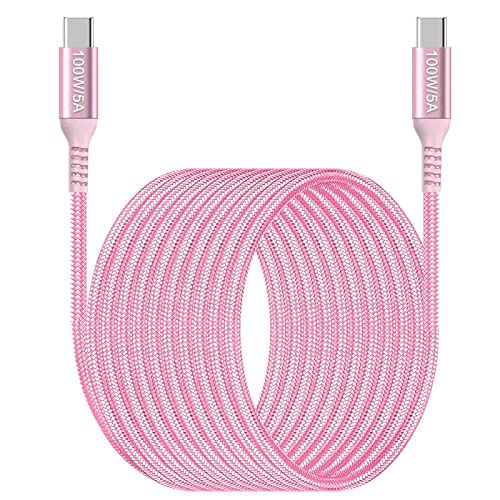 Elevate Your Charging Experience with Awnuwuy 100 W Pink USB C to USB C Cable – 10 ft Long (2-Pack) for Fast Charging & Data Transfer, Compatible with i Phone 15 Series, i Pad Pro, Mac Book Air, Samsung Galaxy S23/S22, Pixel 6 – Stylish Durability & Enhanced Performance for All Your Devices