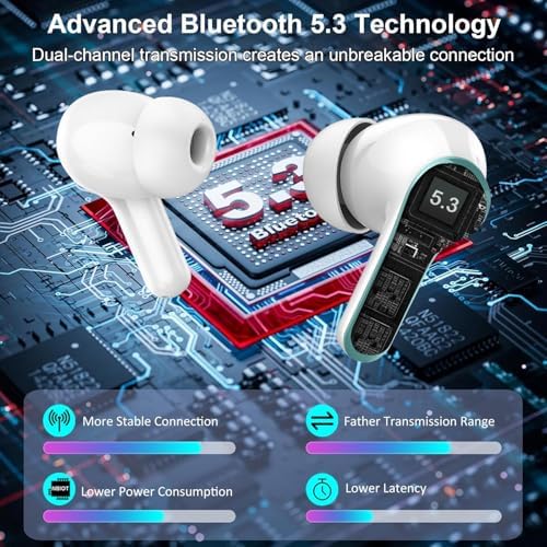 AOTONOK 2025 Wireless Earbuds – Advanced Bluetooth 5.3 Headphones with 40-Hour Playtime, IP7 Waterproof Protection, and ENC Noise Cancelling Technology for Ultimate Audio Experience – Ideal for Music Enthusiasts and Professionals on the Move