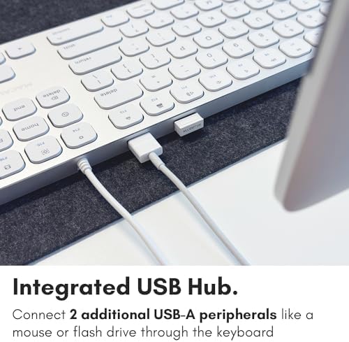 Enhance Your Productivity with the Macally Premium Wired Mac Keyboard – Full-Size Design with Numeric Keypad & Dual USB Hub for Seamless Connectivity | Perfect for Mac mini, Pro, i Mac, & Mac Book Models | Sleek Silver Aluminum Finish for a Stylish Workspace | Comfortable Quiet Keys for Extended Typing Sessions
