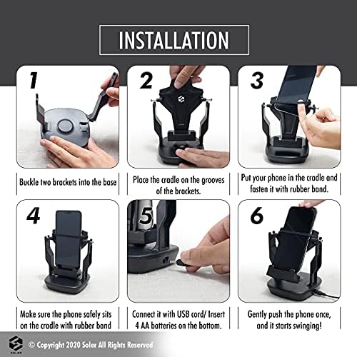 Phone Swing, Phone Rocker Compatible for Pokemon go Walker Cellphone Pedometer Accessories (Mute Version)(USB Cable) (Battery Compatible) Quick Step Earning Device – Black – Enhanced Compatibility and Speed