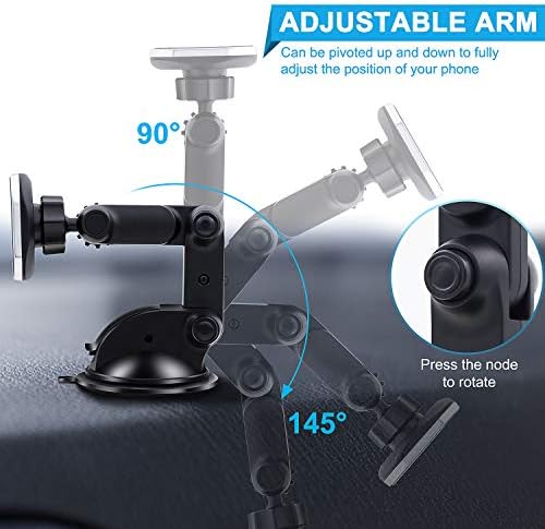 Universal Magnetic Phone Car Mount – Heavy-Duty 3.2″ Suction Cup Holder for Dashboard & Windshield – Ultra-Strong 8 Magnet Grip for i Phone & Samsung Devices – 360-Degree Rotation for Optimal Viewing Angles – Hands-Free Convenience for Navigation & Calls