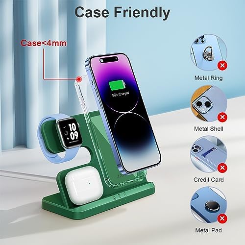 Optimized 3-in-1 Wireless Charging Station for Apple Devices – Fast and Efficient Charger for i Phone 11-16, Apple Watch & Air Pods – Sleek Multi-Device Dock with Enhanced Safety Features for Tangle-Free Power Solutions