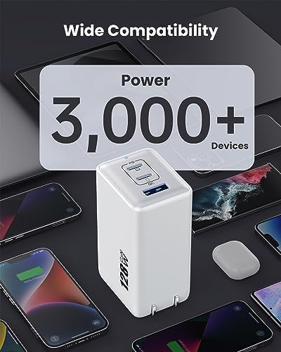 High-Efficiency 128 W USB C Wall Charger – Ga N III 3-Port Fast Charging Hub for Mac Book, i Phone, Galaxy & More – Portable 65 W Adapter with Foldable Design for Ultimate Convenience and Speed