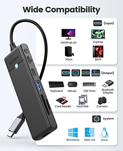 Ultra-Slim 4-Port USB 3.0 Hub by ORICO – High-Speed Data Splitter with 1.65 ft Extended Cable for Enhanced Connectivity, Perfect USB Adapter for Laptops, PCs, Mac Books, Xbox & More – Effortless Plug-and-Play Design for Seamless Device Management