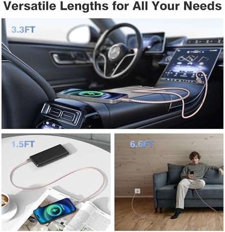 Versatile Elebase USB C Charger Cable Trio – 1.5/3.3/6.6 FT Fast Charging Cords for i Phone 15/16 Max, Samsung Galaxy S8-S24, and Motorola Devices – Durable, Tangle-Free Design for Rapid Data Transfer and Enhanced Compatibility