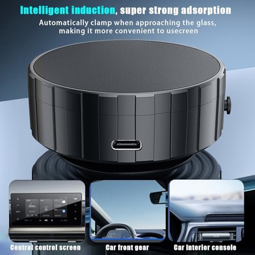 Revolutionary 360-Degree Electric Vacuum Magnetic Phone Mount for Cars – Ultimate Hands-Free Navigation & Secure Grip for All Smartphones Including i Phone 15/14/13/12 – Premium Double-Sided Suction Technology for Glass & Smooth Surfaces – Quick-Release, Compact Design for Effortless Use