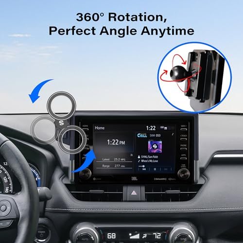 Toyota RAV4 Magnetic Phone Holder (2019-2025) – 360° Rotating Smartphone Mount with Secure Clip for 7/8 Inch Screens – Hands-Free Driving Safety and Convenience Accessory