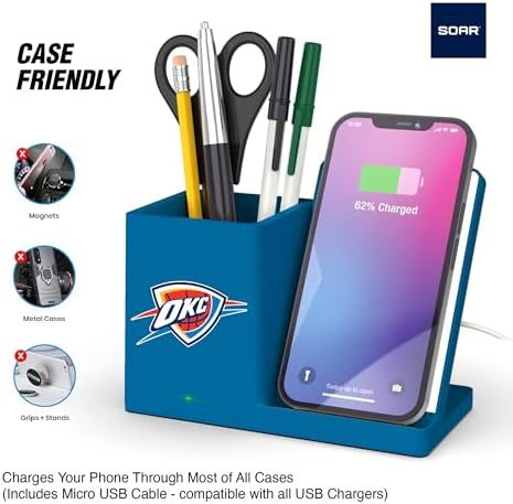 SOAR Smart Wireless Charger & Stylish Desktop Organizer – Fast 10 W Charging for Qi-Enabled Devices, Clutter-Free Workspace Solution with Built-in Storage and Safety Features