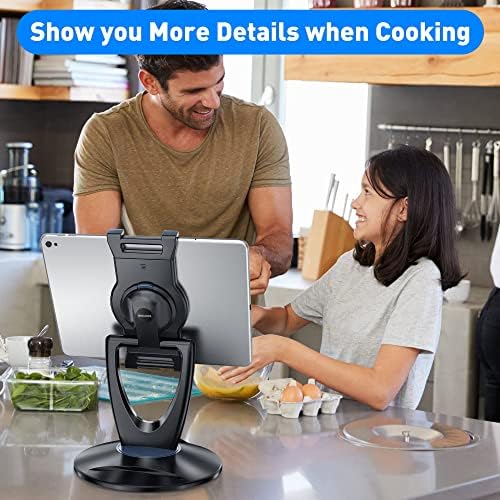 Revolutionary 360° Swivel Tablet Stand Holder for 6-13 Inch Devices – Adjustable Height for Enhanced Comfort and Stability – Modern Black Design for Home Office, Retail Kiosks, and Reception Areas – Perfect Gift for Tech Enthusiasts – Optimized Viewing Experience for Video Conferencing and Streaming