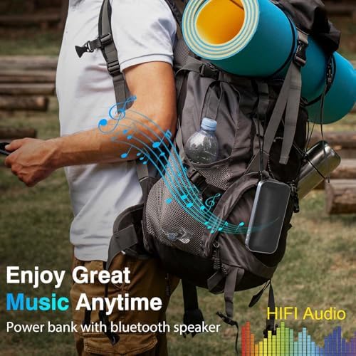 Dual-Function AFK Portable Charger & Bluetooth Speaker – 22.5 W Fast Charging Power Bank with 5000 m Ah Capacity, Travel-Ready Dual Output Travel Phone Charger for i Phone, Android & More – Ultimate Convenience and Entertainment on the Go