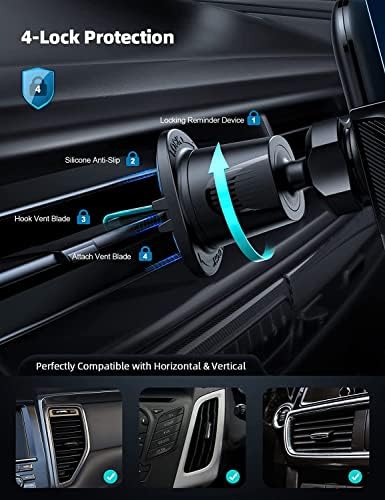 Lamicall 2025 Car Phone Holder with Wider Clamp & Metal Hook – Enhanced Air Vent Mount for Thick Case Compatibility, 360-Degree Rotation, Easy Installation, Dark Grey Finish for Ultimate Hands-Free Navigation and Safety