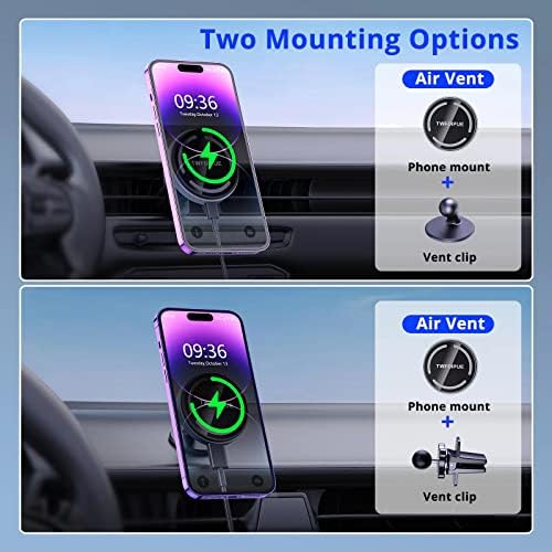 Revolutionary Magnetic Wireless Car Charger Mount for i Phone 12/13/14 – Fast 15 W Charging & Secure Air Vent Magnet Holder – Optimized Mag Safe Compatibility & Enhanced Driving Experience