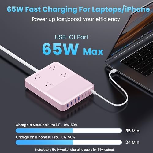 Revolutionize Your Charging Setup with the 12-in-1 USB C Power Strip – 200 W Ga N IV Fast Charger with 4 AC, 4 USB-A, and 4 USB-C Ports, Perfect for Mac Book and i Phone 16/15/14 – 5 ft Cord for Ultimate Flexibility in Home and Office Environments