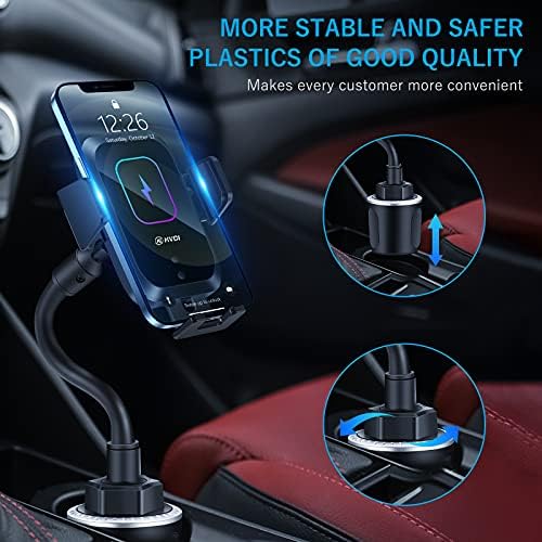 Ultimate Wireless Car Charger with Cup Holder Mount – Smart Infrared Clamping, Qi 15 W Rapid Charging, Versatile Adjustable Design for All Phone Models – Hands-Free Device Access While Driving