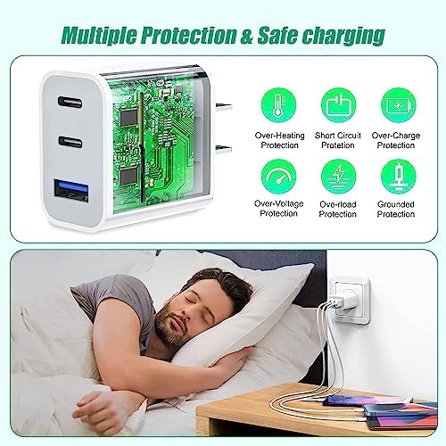 Dual-Port 35 W 3-Port USB C Charger Block for i Phone 16/15 – Fast Charging Power Adapter for Multi-Device Convenience – Compact Multiport Wall Charger for Home, Office & Travel – Essential Accessory for Enhanced Compatibility and Speed