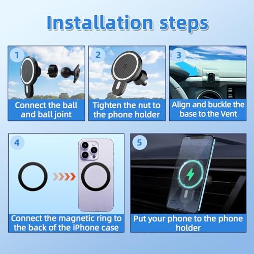 Upgrade Your Toyota Tundra or Sequoia Driving Experience with the 360° Rotating Mag Safe Phone Holder – Premium Dashboard Mount Designed for 2020-2025 Models, Ensures Safety, Accessibility, and Sleek Aesthetics Without Air Vent Obstruction