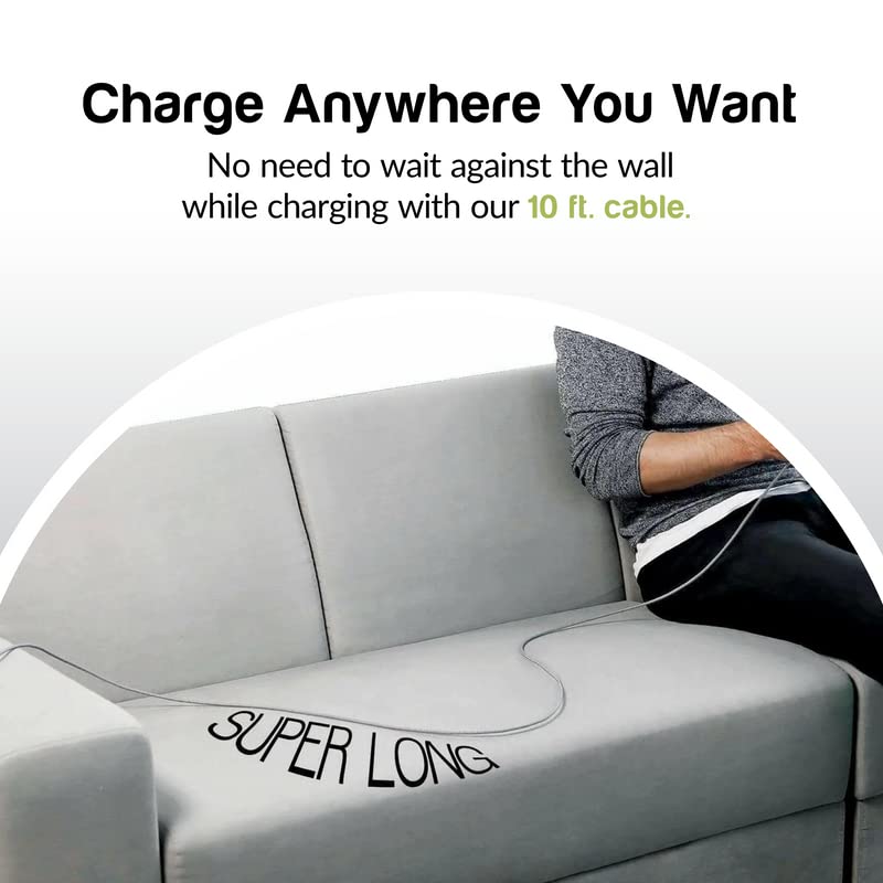 10 ft 3-in-1 Universal USB Charging Cable – Premium Gold Multi-Device Charger for Android & i OS – High-Speed, Durable Cord for Seamless Charging of Smartphones and Tablets – Essential Accessory for Home and Office Use