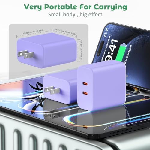 40 W Dual-Port USB-C Fast Charger for i Phone 15/16/14/13/12/11 Pro Max & Samsung – High-Speed Compact Charging Block with Power Delivery & Quick Charge for Home and Travel Efficiency