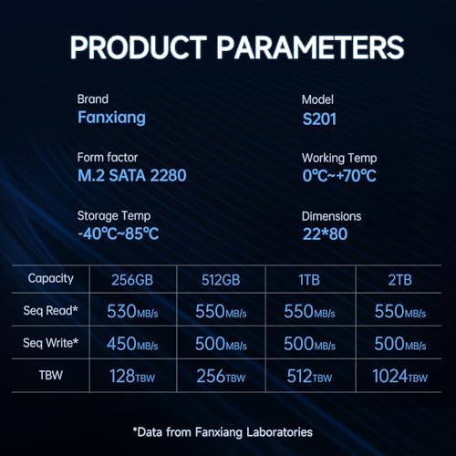 Boost Your System’s Performance with the S201 256 GB M.2 SATA III SSD – High-Speed Internal Solid State Drive for Laptops and Desktops, Featuring Rapid Read Speeds Up to 550 MB/sec and SLC Cache Technology for Ultimate Efficiency and Reliability