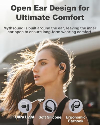 Ultimate Open Ear Bluetooth 5.3 Earbuds: Secure Sports Headphones with 75-Hour Playtime, Sweat-Resistant Design, Rapid Charging, and Digital Display Case for Music and Gaming Enthusiasts – Perfect for Active Lifestyles and Enhanced Audio Awareness