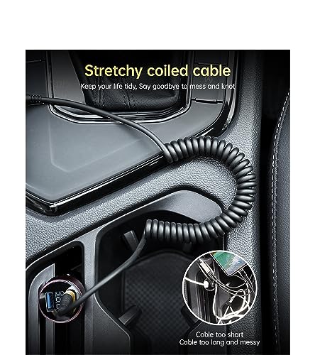 Premium Coiled Lightning Charger Cable for Car – 2-Pack with 3 FT & 5 FT Lengths, MFi Certified Retractable Cord for i Phone 14/13/12/11 Pro Max/XS MAX/XR/XS/8, i Pad & i Pod – Fast Charging & Enhanced Compatibility for Effortless Power on the Road
