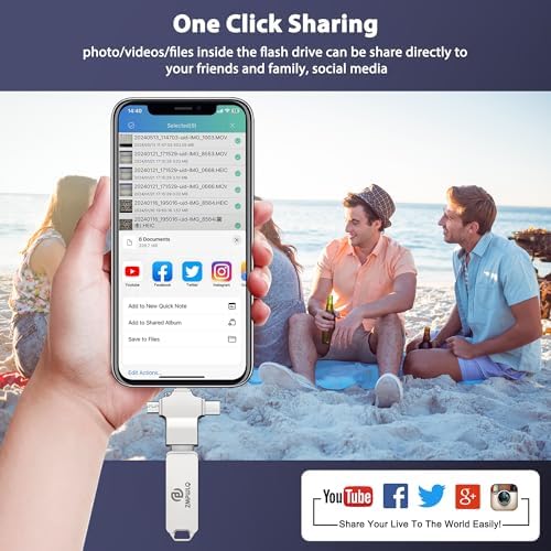 Ultimate 128 GB Photo Stick – Effortless Auto Backup USB Drive for i Phone, i Pad, Android & PC – 4-in-1 Memory Saver for Quick Photo & Video Protection – Compact External Storage Solution for All Devices
