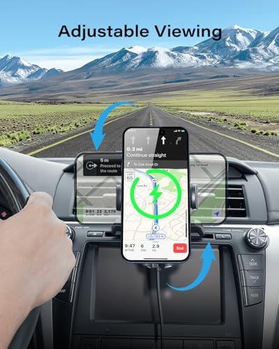 APPS2 Enhanced CD Slot Car Phone Mount with 15 W Wireless Charging – Effortless One-Hand Operation & Hands-Free Design for i Phone 11 to 16 Pro Max – Sturdy, Secure Installation for Safe Driving and Seamless Navigation