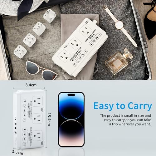 High-Power 2000 W Voltage Transformer Adapter – Premium 220 V to 110 V Travel Converter for High-Watt Hair Dryers and Electronics – Universal Plug Compatibility for US, EU, UK, and Italy – Efficient Fast Charging Solution for Global Travelers and Versatile Power Access