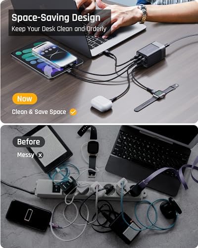 VOLTME 75 W Ga N USB C Charging Station – 5-Port Fast Charger for i Phone 15, Galaxy S23 Ultra, Mac Book Pro & More – High-Speed Multi-Device Power Hub with Enhanced Safety Features and Compact Desktop Design for Ultimate Convenience