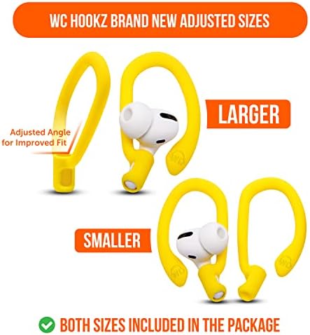Patented WC Hook Z – Upgraded Over-Ear Hooks for Air Pods Pro 1, 2 & Air Pods 1, 2, 3 | Secure Fit Earbud Accessories with Unique Left & Right Design | Two Size Pairs Included | Winter White | Premium Quality by Wicked Cushions for Maximum Comfort and Stability