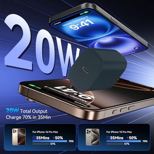 Unlock Rapid Charging Efficiency with the 20 W USB-C Power Adapter and 10 ft Cable – Ideal for i Phone 16, 15 Pro, and Galaxy S24 for Ultimate Portability and Convenience