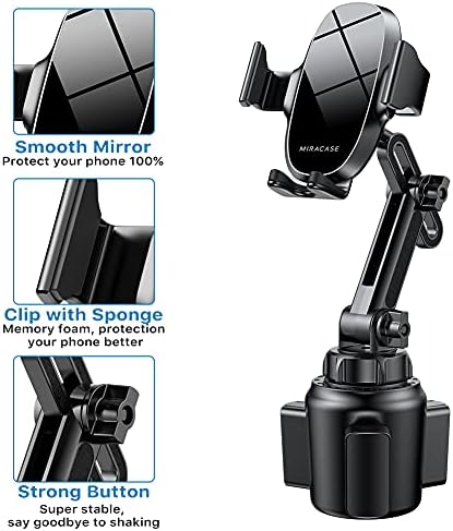 Miracase Adjustable Long Neck Car Cup Phone Holder – Upgraded Universal Smartphone Mount for i Phone, Samsung, and Google – Stylish Pink Design for Enhanced Stability and Easy Access to Navigation and Music – Perfect Vehicle Accessory for Safe Hands-Free Driving