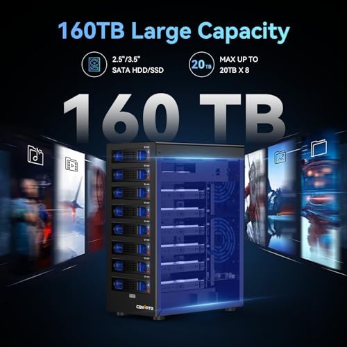 Sleek Aluminum Dual Bay Hard Drive Enclosure with Cooling Fan for 2.5”/3.5” SATA HDD/SSD – Tool-Free USB A/C 3.0 External Storage, Hot-Swappable, Daisy Chain Expansion – Ultimate Data Solution for Professionals and Casual Users