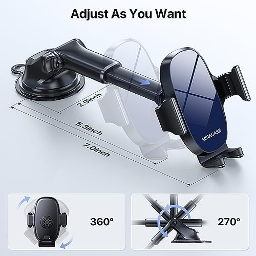 Revolutionize Your Driving Experience with the Miracase 3-in-1 Universal Car Phone Holder – Seamlessly Compatible with i Phone 16/15/14/13/12/11 Pro Max & Galaxy Devices – 360-Degree Rotation, Quick-Release & Sturdy Anti-Slip Design for Enhanced Safety and Convenience on Dashboard, Air Vent, or Windshield