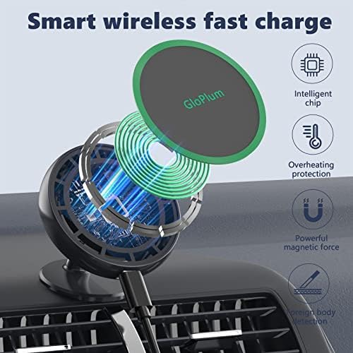 Magnetic Wireless Car Charger Mount for i Phone 15/14/13 – Fast 15 W Charging Air Vent Holder with Secure Mag Safe Compatibility – Effortless Hands-Free Navigation and Sleek Design for Ultimate Driving Convenience – Premium Safety Features and Easy Installation