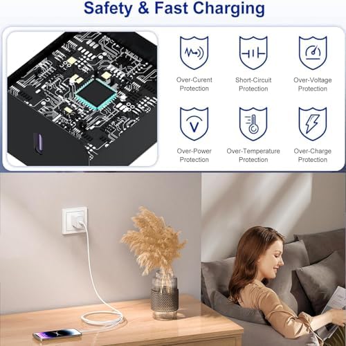 Rapid Charge Trio: 20 W USB-C Wall Charger Set with 6 FT Cables for i Phone 14 & More – Ultimate Performance for Fast Power Delivery and Versatile Device Compatibility