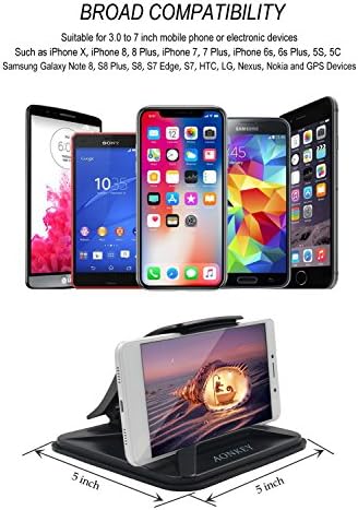 AONKEY Universal Car Phone Holder: Anti-Slip Dashboard Mount for All Smartphones – Secure GPS Access & Quick One-Handed Operation, 360-Degree Rotation for Optimal Viewing – Perfect for i Phone XR/XS Max, Galaxy S10/S9 Plus, Pixel 3 XL & More – Elevate Driving Safety & Convenience