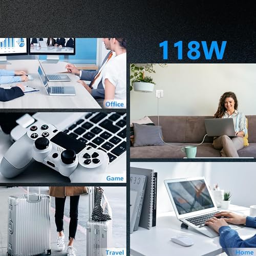 IEFUU 118 W USB-C Power Adapter for Mac Book Pro & Air (2018-2023) – High-Speed Charging with 6.6 ft Cable, Compatible with i Phone 16 Pro Max & i Pad Pro – Ultimate Performance and Versatile Usage for All USB-C Devices