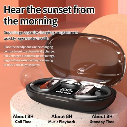 Revolutionary Wireless Open Ear Headphones with Bluetooth 5.3 – Ergonomic Design for Ultimate Comfort, 40 Hours of Playtime, Superior Call Clarity, and Smart Charging Case – Perfect for Active Lifestyles and Effortless Connectivity in Sleek Black