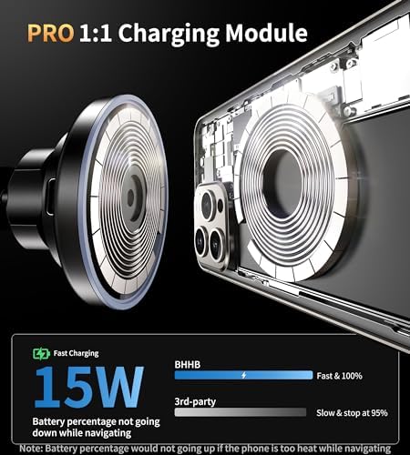 15 W Magnetic Wireless Car Charger & Mount for i Phone 16 – Dual Function Fast Charging with Mag Safe Compatibility – Secure Vent/Dashboard Installation for i Phone 12 to 15 Series – Sleek, Reliable Design for On-the-Go Convenience – Ultimate Hands-Free Navigation Solution