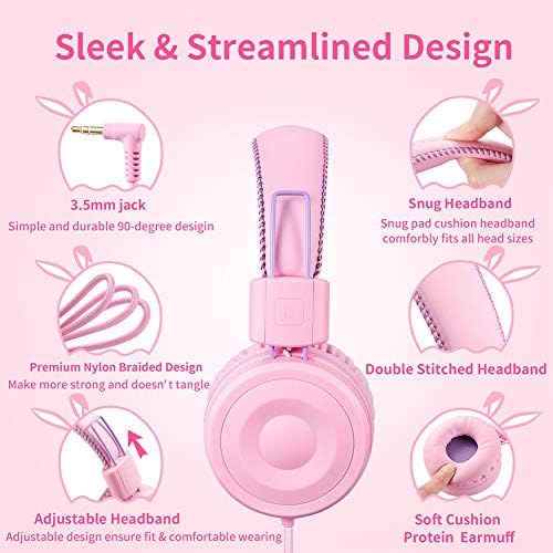 Vibrant Adjustable Purple M1 Kids Headphones – Lightweight Foldable On-Ear Stereo Headset with Tangle-Free 3.5 mm Jack for Engaging Audio Adventures – Perfect for Music, Movies, and Learning Activities – Durable Design for Young Listeners