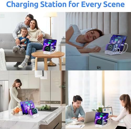 Versatile 4-Port USB Charging Station for Multiple Devices – Compact and Stylish Organizer Dock in Vibrant Purple, Ideal for Cell Phones, i Pads, and Kindle Tablets with Smart Charging Technology for Fast and Safe Power Delivery