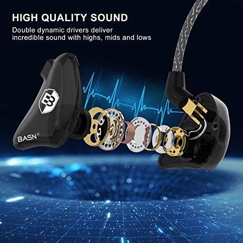 BASN Bsinger BC100 Professional In-Ear Monitor Headphones – Noise-Isolating IEM Earbuds for Musicians and Audiophiles with Universal Fit, Enhanced Compatibility, and Superior Sound Clarity in Sleek Blue Design
