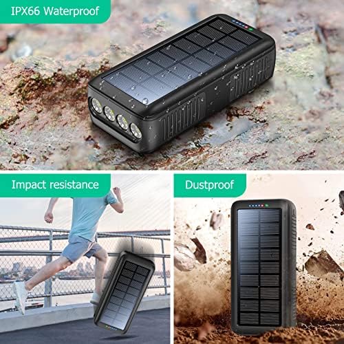 Ultimate 63200 m Ah Solar Power Bank with Hand Crank & 4 LED Flashlights – Fast Charging Emergency Battery Pack for Hiking, Camping, and Survival – Unmatched Durability and Safety Features for All Outdoor Adventures – Dual Input & Output Compatibility, Water & Drop Resistant Design for Extreme Conditions